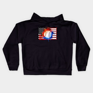 Patriotic USA 4th of July  American Flag Baseball Team Kids Hoodie